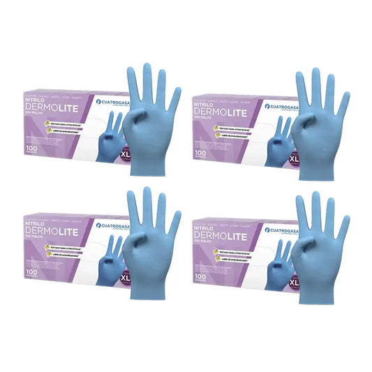 Cuatrogasa Cuatrogasa Guanti in nitrile senza polvere Dermolite Blu Taglia Xl, 4X100 Unità