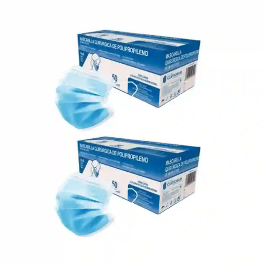 Cuatrogasa Cuatrogasa Maschera a 3 strati in polipropilene blu, 2X50 unità