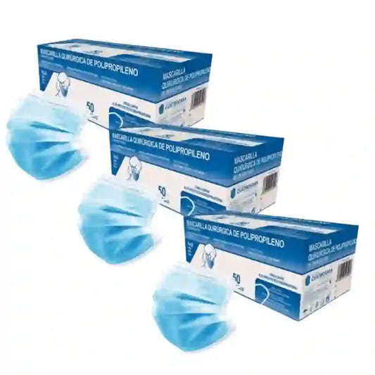 Cuatrogasa Cuatrogasa Maschera a 3 strati in polipropilene blu, 3X50 unità