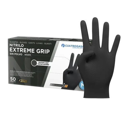Guanto in nitrile Cuatrogasa Extreme Grip Nero M Nero, 100 unità