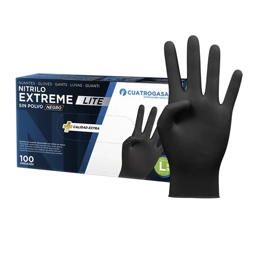 Guanto in nitrile Cuatrogasa Extreme Lite Nero L, 100 unità