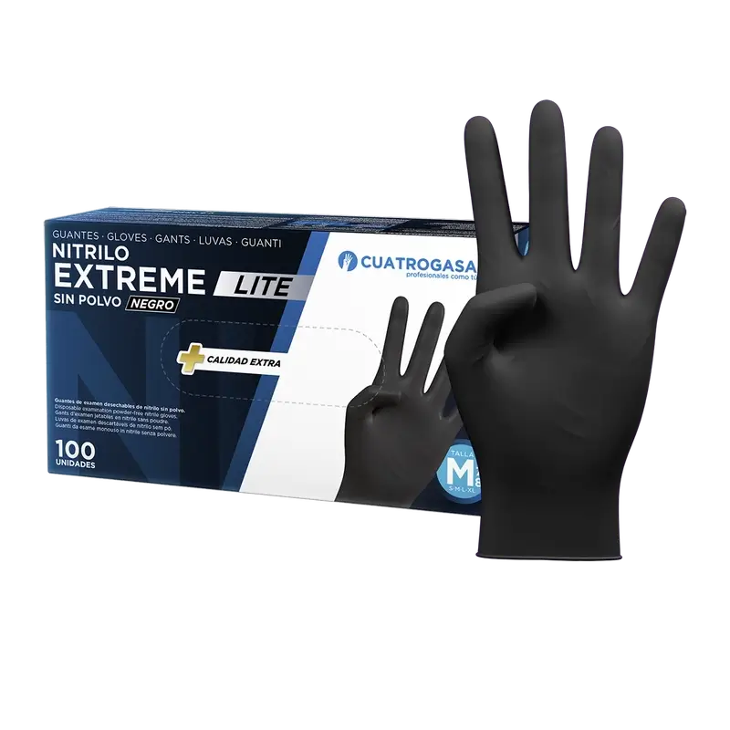 Guanto in nitrile Cuatrogasa Extreme Lite Nero M, 100 unità
