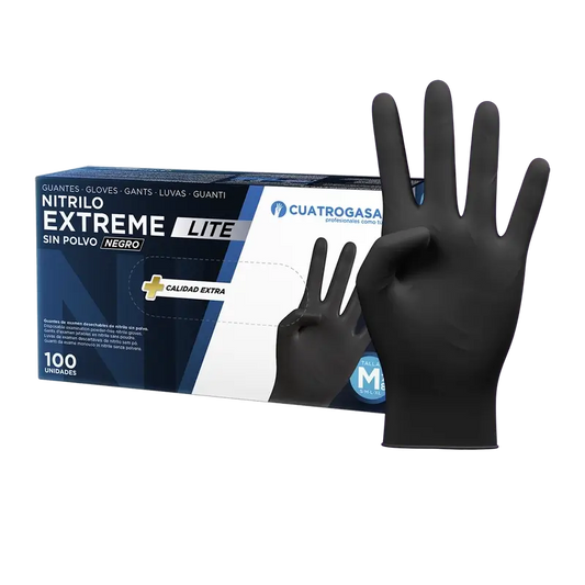 Guanto in nitrile Cuatrogasa Extreme Lite Nero M, 100 unità