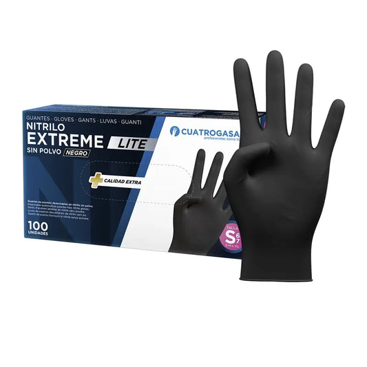 Guanto in nitrile Cuatrogasa Extreme Lite Nero S, 100 unità