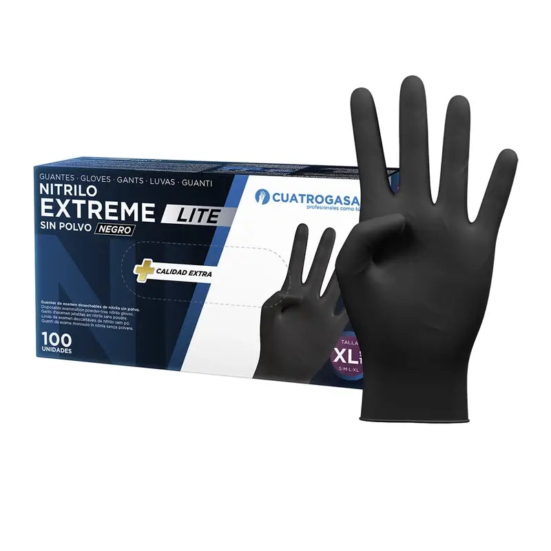 Guanto in nitrile Cuatrogasa Extreme Lite Nero Xl, 100 unità