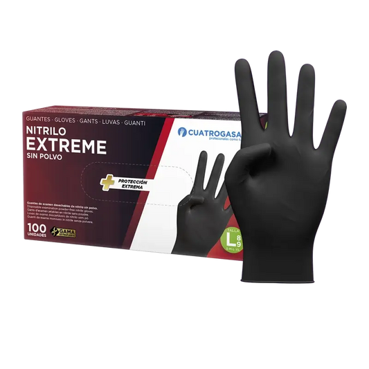 Guanto in nitrile Cuatrogasa Extreme Nero L, 100 unità