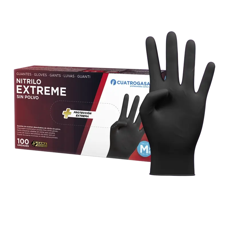 Guanto in nitrile Cuatrogasa Extreme Nero M, 100 pz.