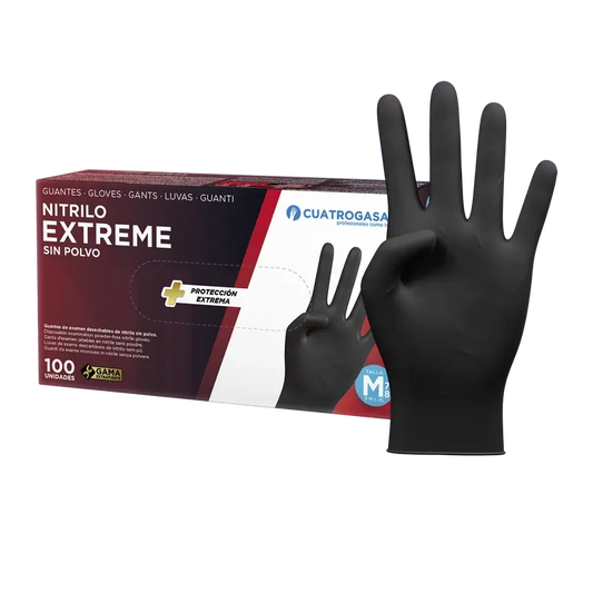 Guanto in nitrile Cuatrogasa Extreme Nero M, 100 pz.