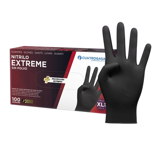 Guanto in nitrile Cuatrogasa Extreme Nero Xl, 100 unità