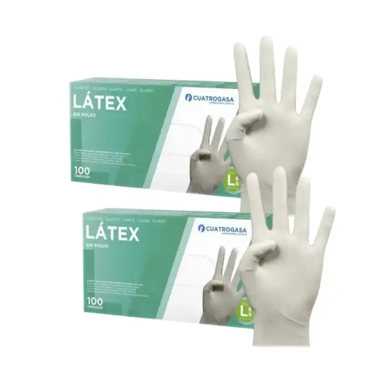 Cuatrogasa Guanti senza polvere in lattice bianchi Taglia L, 2X100 unità