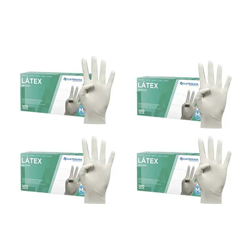 Cuatrogasa Guanti senza polvere in lattice bianchi Taglia M, 4X100 unità