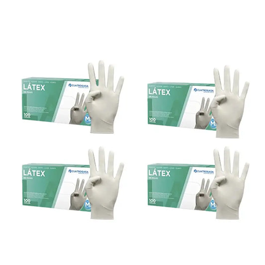 Cuatrogasa Guanti senza polvere in lattice bianchi Taglia M, 4X100 unità