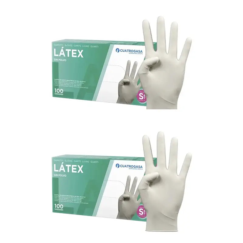 Cuatrogasa Guanti senza polvere in lattice bianchi Taglia S, 2X100 unità
