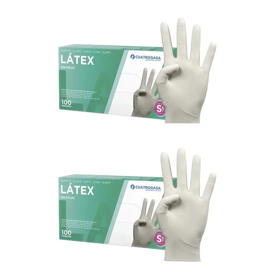 Cuatrogasa Guanti senza polvere in lattice bianchi Taglia S, 2X100 unità