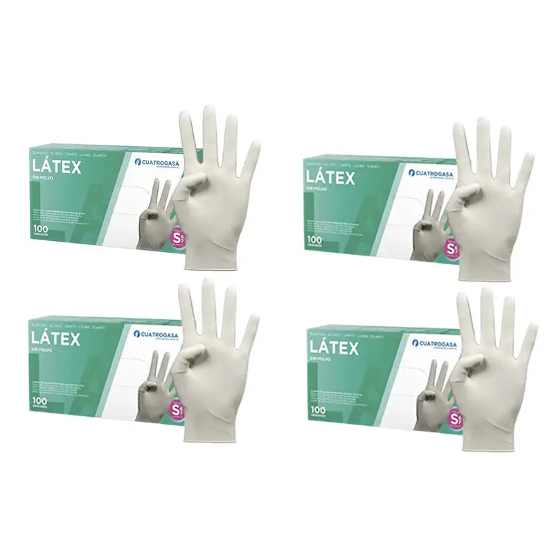 Cuatrogasa Guanti senza polvere in lattice bianchi taglia S, 4X100 unità