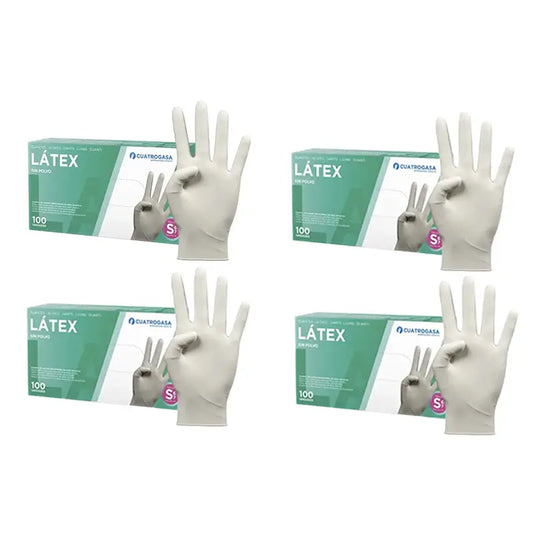 Cuatrogasa Guanti senza polvere in lattice bianchi taglia S, 4X100 unità