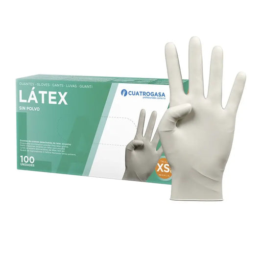 Cuatrogasa Guanti senza polvere in lattice bianchi taglia Xs, 100 unità