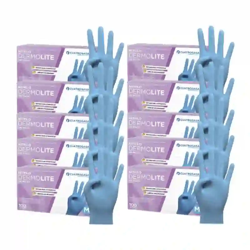 Guanti in nitrile senza polvere Cuatrogasa Dermolite Blu Taglia M, 10X100 Unità