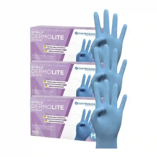 Guanti in nitrile senza polvere Cuatrogasa Dermolite Blu Taglia M, 3X100 Unità