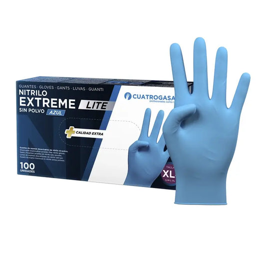 Guanti in nitrile senza polvere Cuatrogasa Extreme Lite Blu Taglia Xl, 100 unità