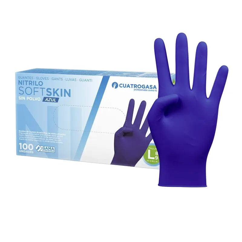 Cuatrogasa Guanti in nitrile Softskin senza polvere blu Taglia L, 100 pz.