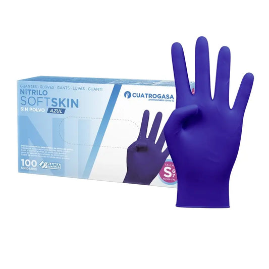 Cuatrogasa Guanti in nitrile Softskin senza polvere blu Taglia S, 100 pz.