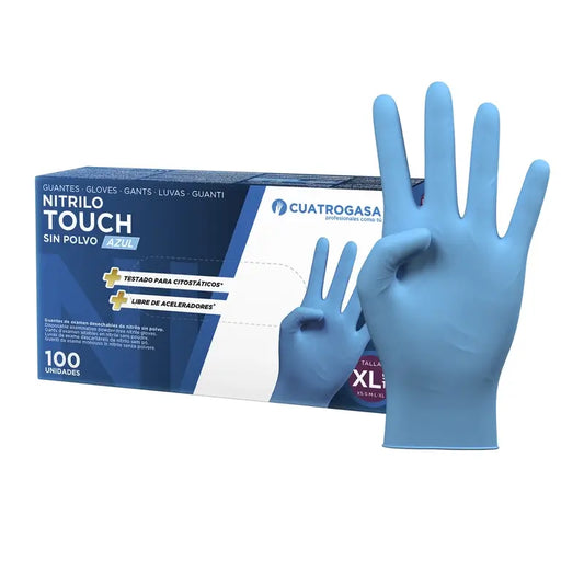 Cuatrogasa Guanti in nitrile senza polvere blu taglia Xl, 100 unità