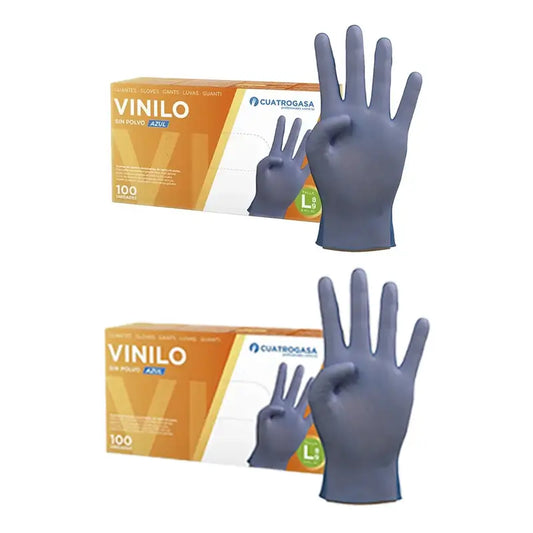 Cuatrogasa Guanti in vinile senza polvere blu Taglia L, 2X100 unità