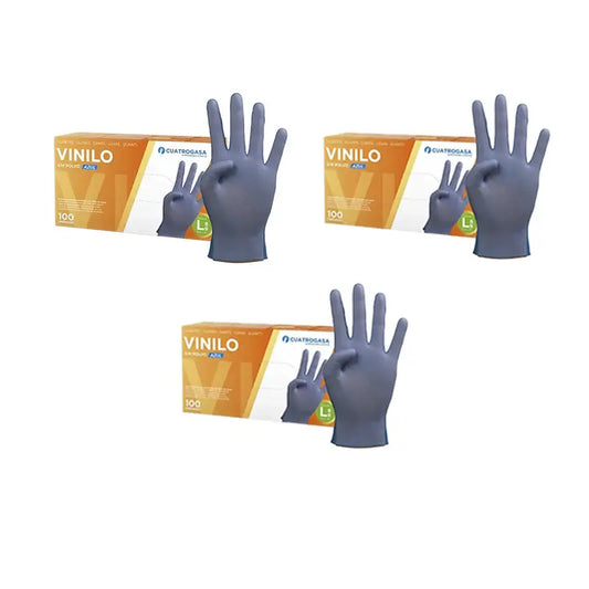 Cuatrogasa Guanti in vinile senza polvere blu Taglia L, 3X100 unità