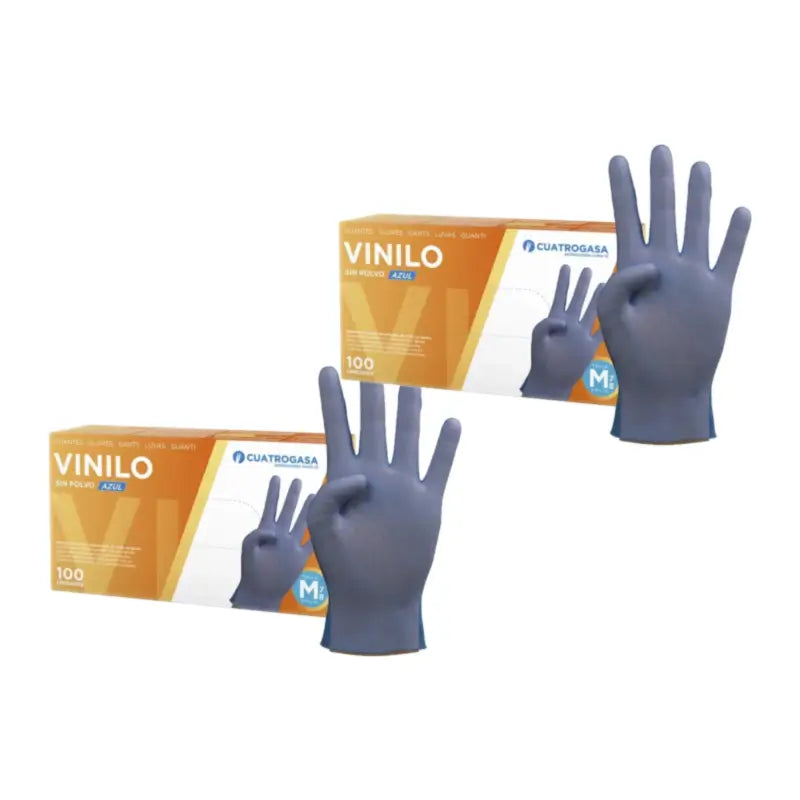 Guanti in vinile senza polvere Cuatrogasa Blu Taglia M, 2X100 Unità