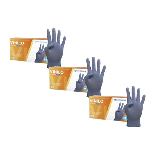 Guanti in vinile senza polvere Cuatrogasa Blu Taglia M, 3X100 Unità