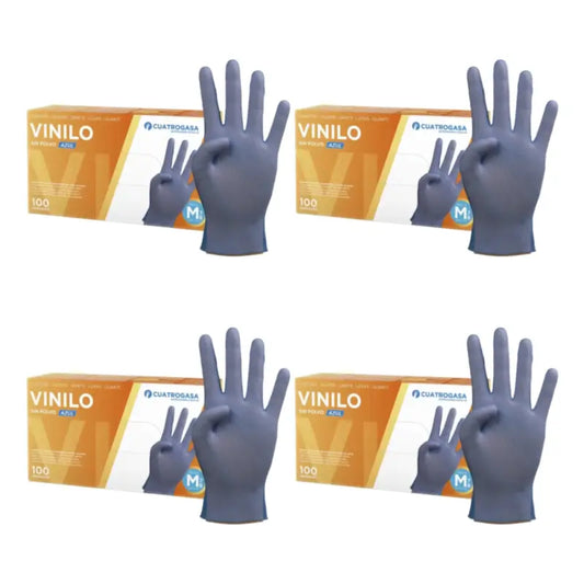 Guanti in vinile senza polvere Cuatrogasa Blu Taglia M, 4X100 Unità
