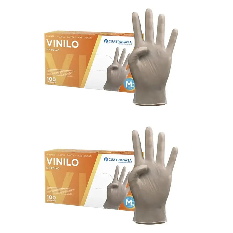 Guanti trasparenti in vinile senza polvere Cuatrogasa taglia M, 2X100 unità