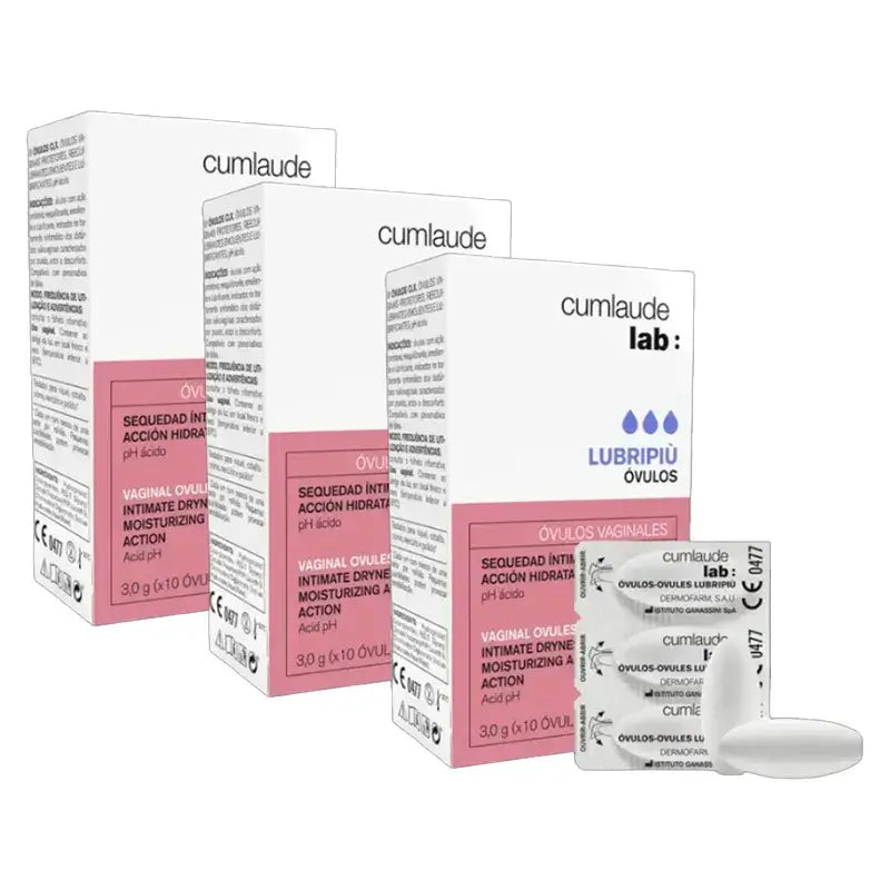 Cumlaude Lubripiu Lab Ovuli vaginali idratanti e lenitivi, confezione da 3 x 10 unità