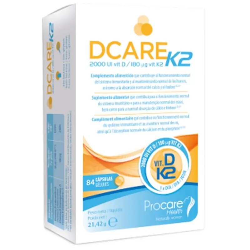 Dcare K2 2000 Iu Vitamina D3, 84 perle