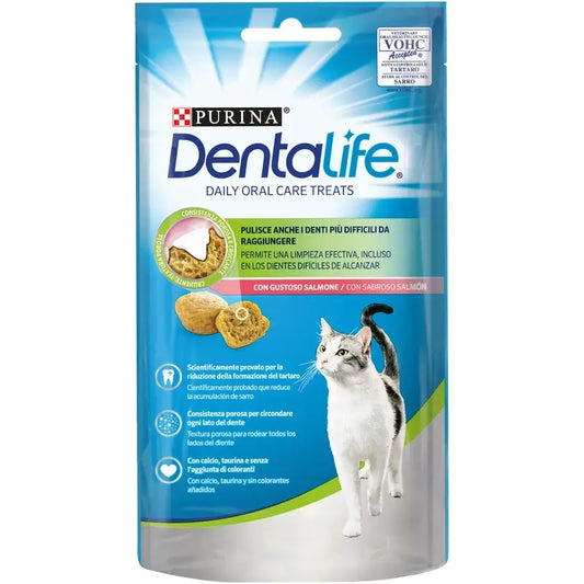Dentalife Feline Dailyoral Care Sapore di Salmone 8X40Gr, snack per gatti