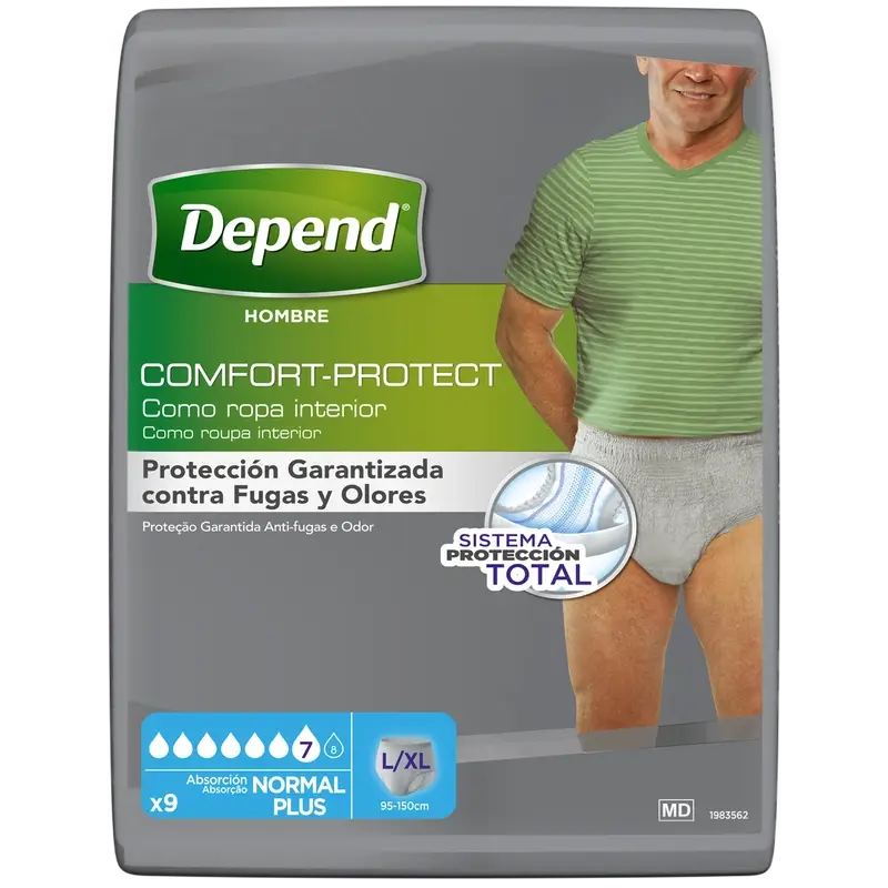 Pannolino per adulti maschile Depend Normal L/Xl , 9 pezzi