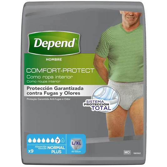 Pannolino per adulti maschile Depend Normal L/Xl , 9 pezzi
