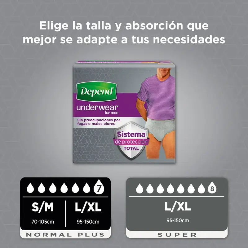 Pannolino per adulti maschile Depend Normal L/Xl , 9 pezzi