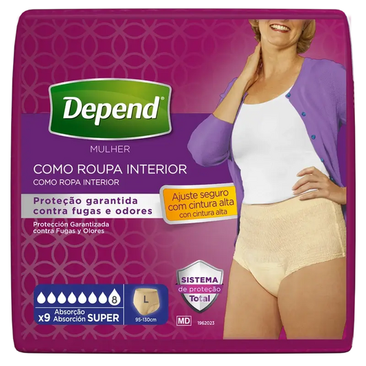 Depend Super L Pannolino per adulti da donna, 9 pezzi.