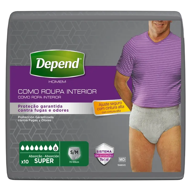 Depend Super S/M Pannolino maschio adulto, 10 pezzi.