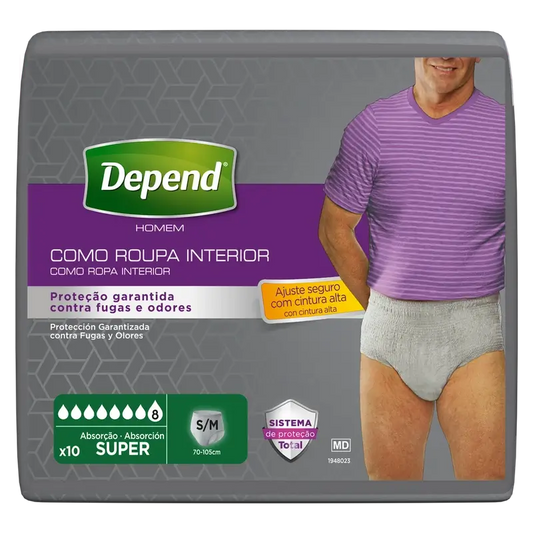 Depend Super S/M Pannolino maschio adulto, 10 pezzi.