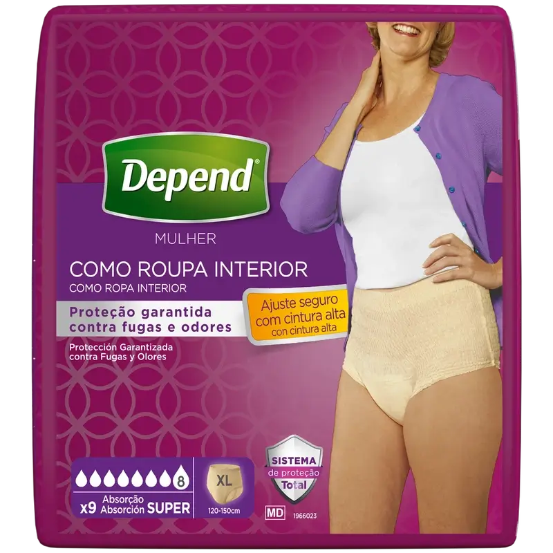 Depend Super Xl Pannolino per adulti da donna, 9 pezzi.
