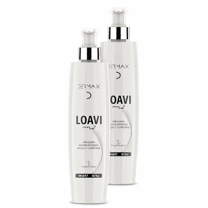 Dermax Loavi M2 Emulsione per viso e corpo, confezione da 2 x 500 ml