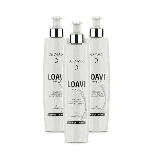 Dermax Loavi M2 Emulsione per viso e corpo, confezione da 3 x 500 ml