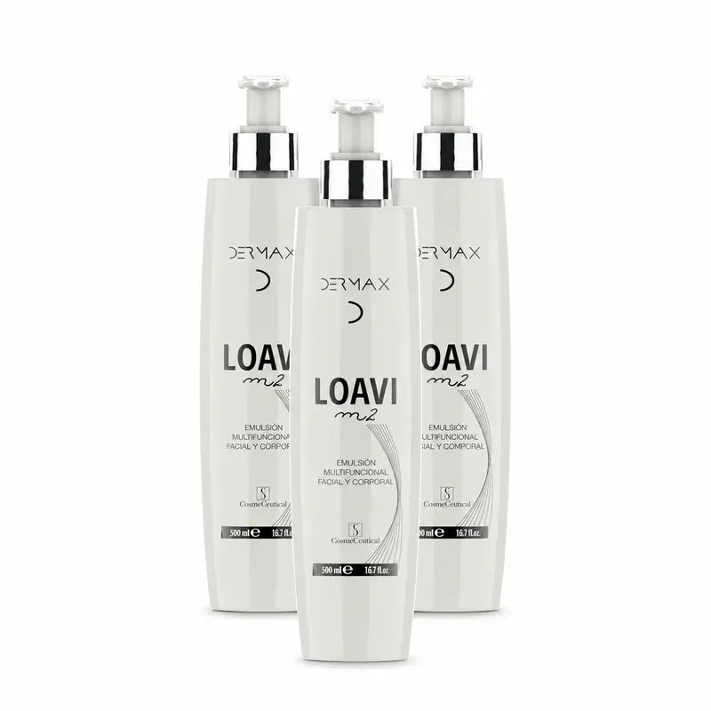 Dermax Loavi M2 Emulsione per viso e corpo, confezione da 3 x 500 ml