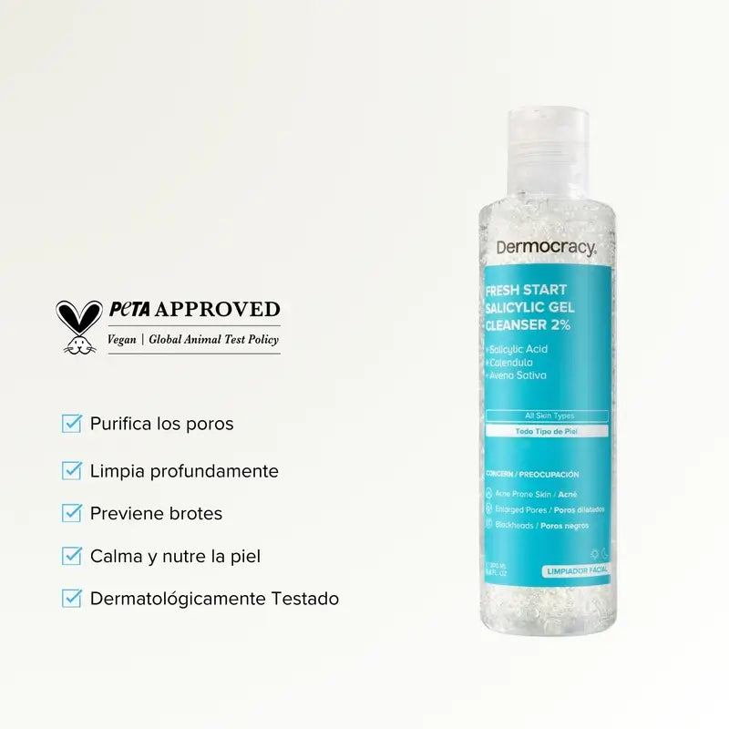 Dermocracy Fresh Start Gel detergente salicilico 2%.