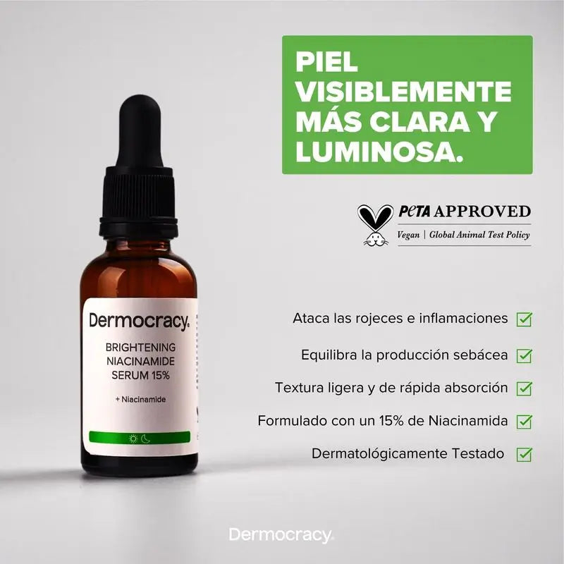 Dermocracy Siero illuminante alla niacinamide 15%, 30 Ml