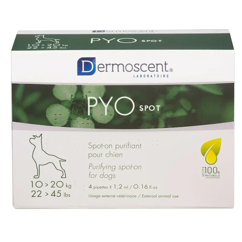 Dermoscent Pyospot per cani 10-20 kg, 4 pipette, 4 confezioni