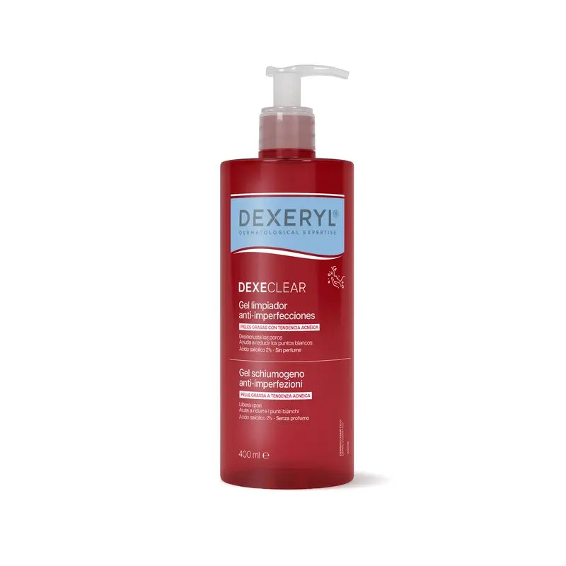 Dexeryl Dexeclear 2-in-1 Gel detergente per la pelle a tendenza acneica , 400 ml